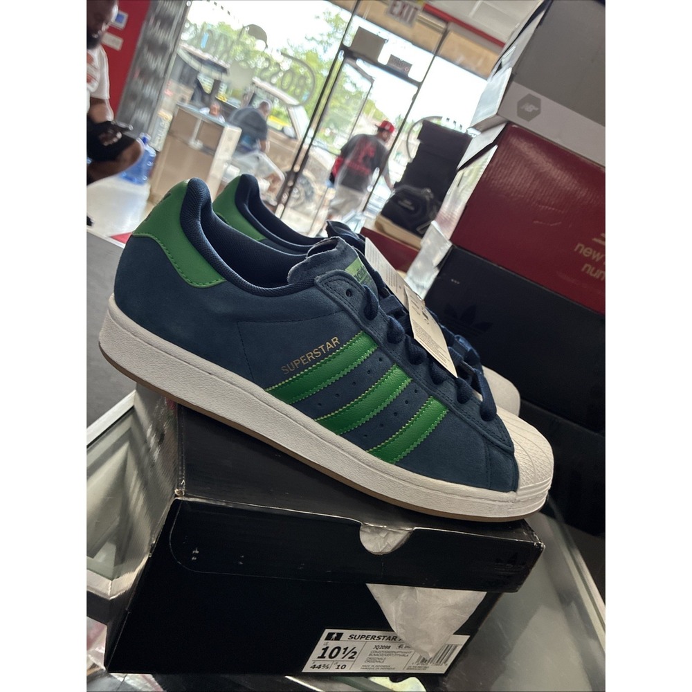 adidas Superstar ADV Mens Blue Green Sneakers Athletic Shoes JQ2098 Sz 10.5 NEW